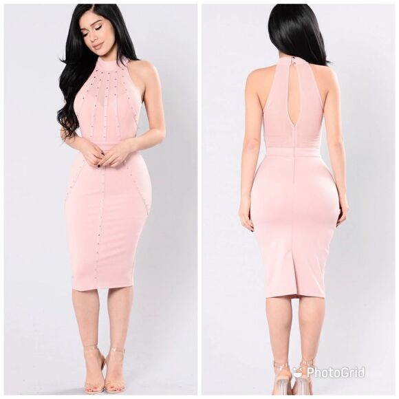 Fashion Nova Secret Identity studded Dress - Mauve Sz- 1XL - Picture 3 of 15